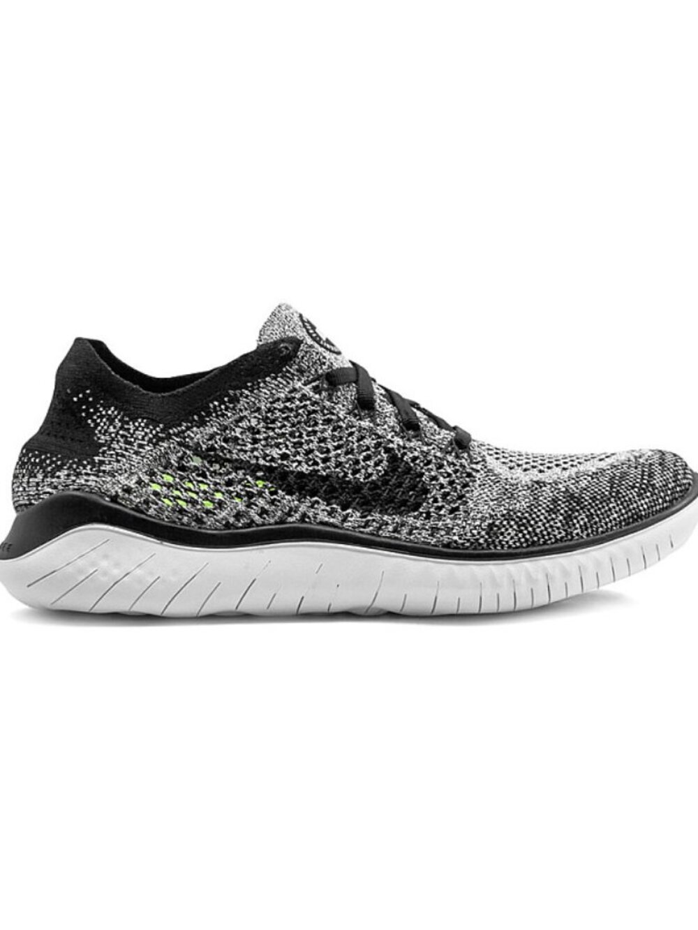 NEW! Nike Womens Free Run Flyknit 2018 Oreo White Black Grey